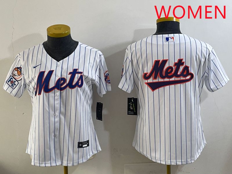 Women New York Mets Blank White Stripe Game 2025 Nike MLB Jersey style 18->women mlb jersey->Women Jersey